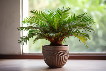 Sago Palm - Japan - Ancient plant resembling a palm, toxic if ingested (Generative AI)