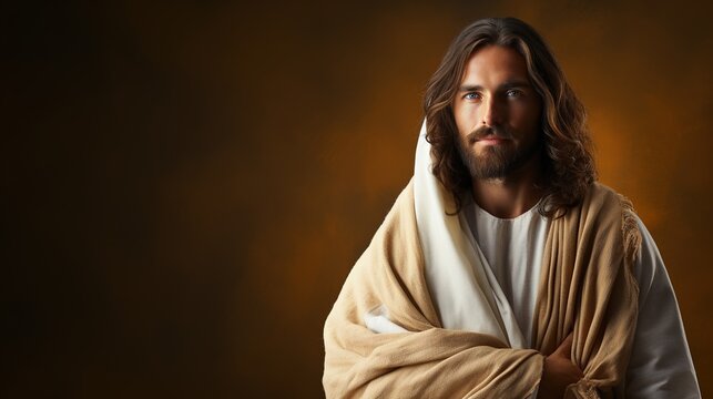 Religious concept of the son of god bible jesus christ, copy space background banner, utilization church faith in the almighty