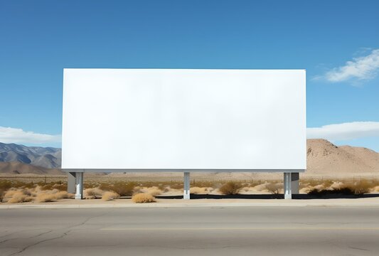 Empty Billboard Mockup In Desert