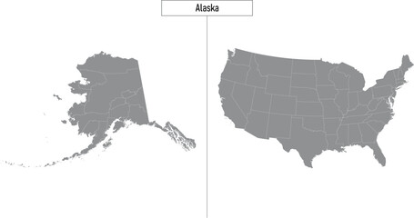 map of Alaska state of United States and location on USA map