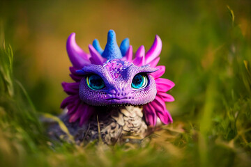 Portrait of a cute lizard creature in the field