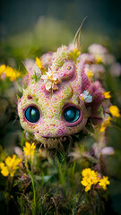 Portrait of a cute lizard creature in the field