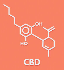 Cannabidiol (CBD) cannabis molecule. Has antipsychotic effects.