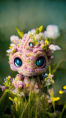 Portrait of a cute lizard creature in the field