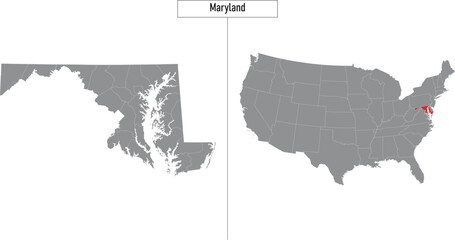 map of Maryland state of United States and location on USA map