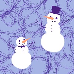 Christmas cartoon snowman seamless winter ice and gloves pattern for wrapping paper and fabrics and kids