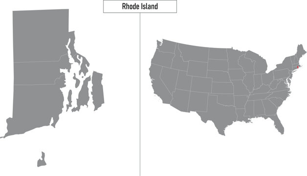 map of Rhode Island state of United States and location on USA map
