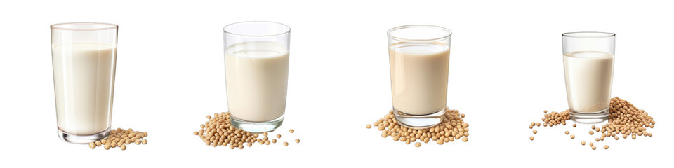 Soy Milk clipart collection, vector, icons isolated on transparent background