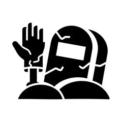 Hand reaching from the grave, simple image, icon, isolated white background.