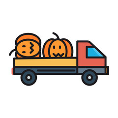 Happy Harvest autumn truck Vector File Isolated white background,Halloween vector.