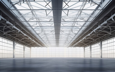 Empty exhibition center with truss. backdrop for exhibition stands.3d render