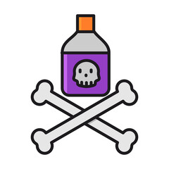 Poison or poison bottle with skull and crossbones vector icon. pesticide,isolated white background editable.