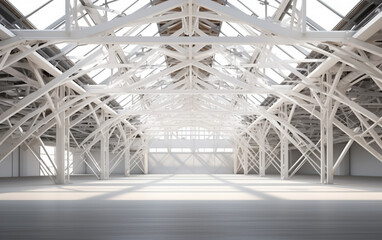 Fototapeta premium Empty exhibition center with truss. backdrop for exhibition stands.3d render