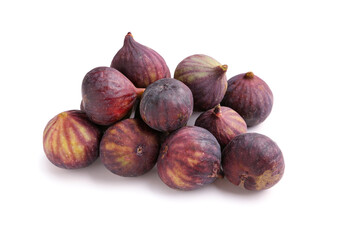 Heap of fresh ripe figs on white background