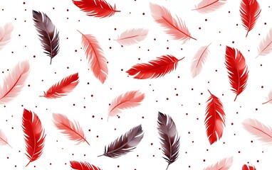 Seamless pattern with red and white feathers