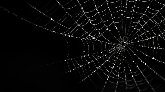 Light spider web isolated on black background for Halloween card