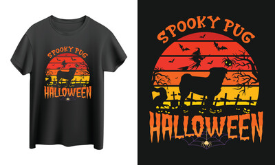 Spooky Pug Halloween T shirt Design