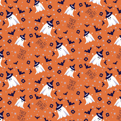Pattern for Halloween with spooky ghosts and bats