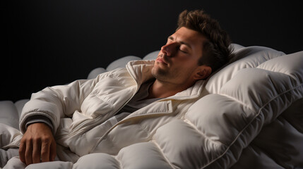Obraz premium handsome young man sleeping in bed at home