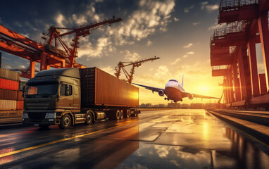 Global business logistics import export background