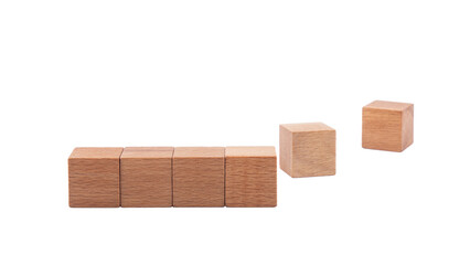Square wooden blocks on white background.  six pieces.