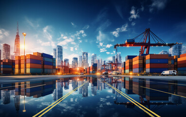 Global business logistics import export background