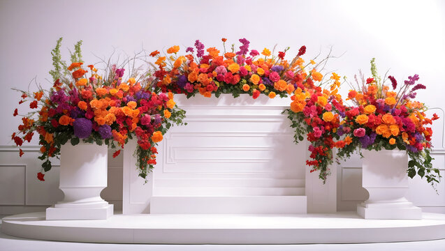 Flower Decoration on a stage on a white background. 