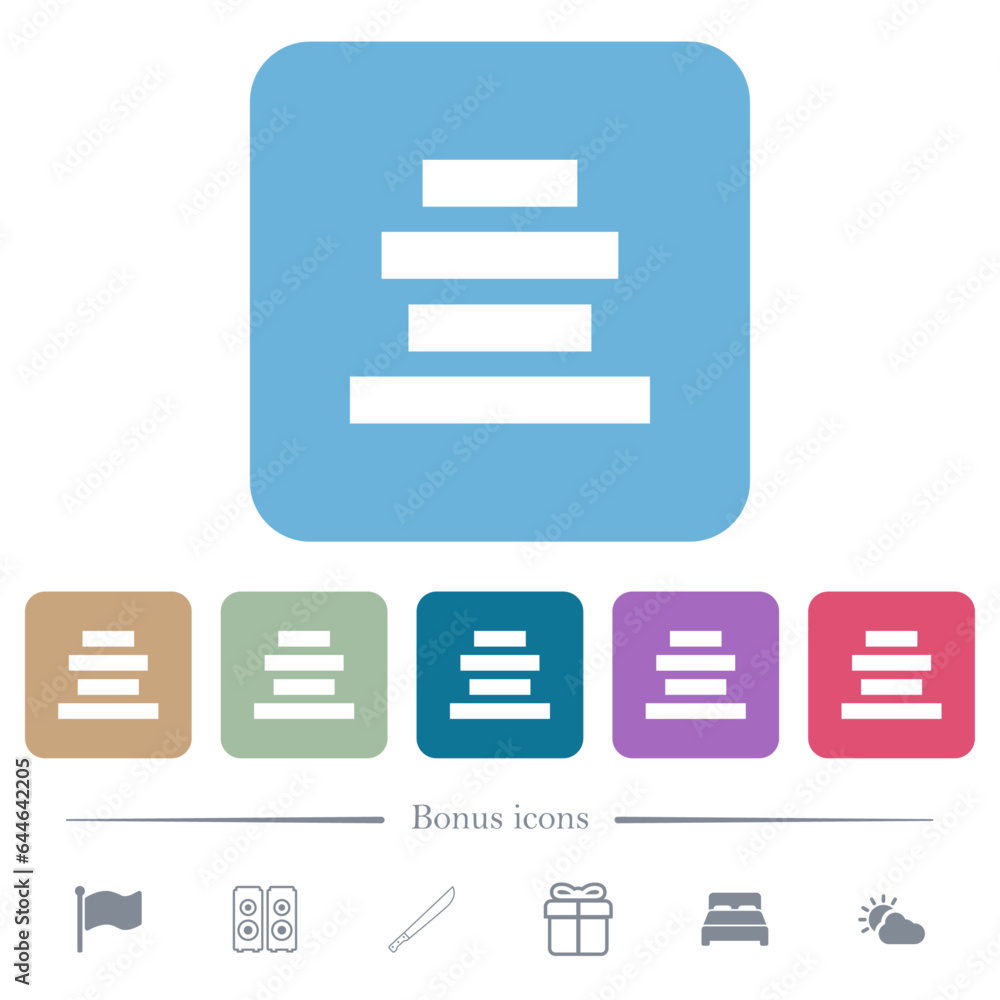 Poster text align center flat icons on color rounded square backgrounds