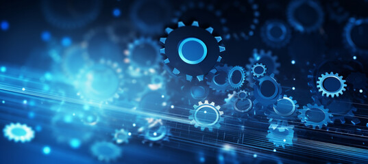 Fototapeta premium Innovation Computer Data Cogs Technology Banner Background