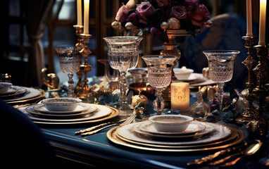 Obraz na płótnie Canvas Luxury tableware beautiful table setting in restaurant