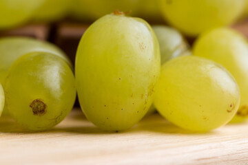 Green yellow grapes grown in a home vineyard