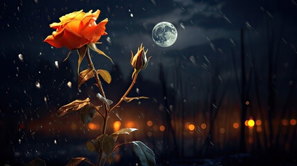 Obraz na płótnie Canvas A rose glowing under moonlight. AI generative