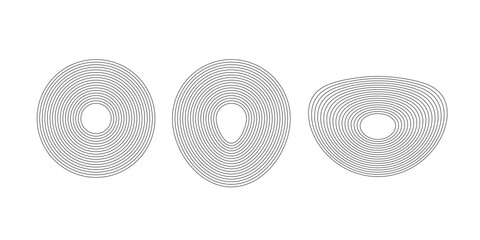 Set with circles. Rotating art lines in circle shape as symbol,