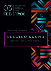 Abstract  placards poster, flyer, banner design with 3d gradient  lines.  Geometric concert invitation set. Future geometric pattern.