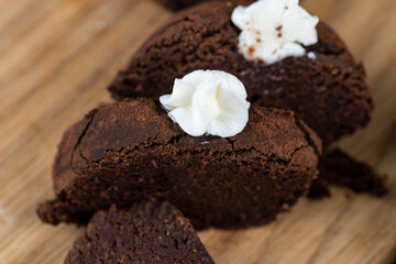 chocolate cake potatoes on the table