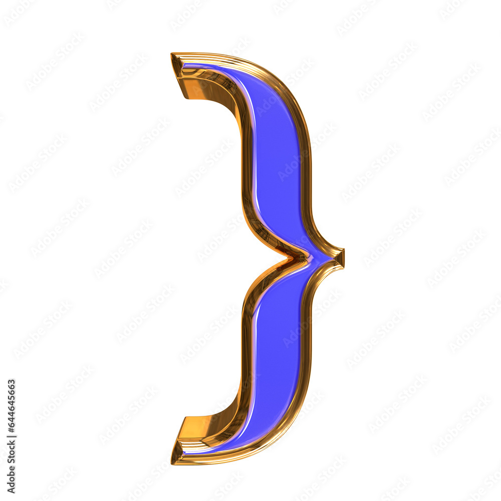 Sticker blue symbol in a golden frame