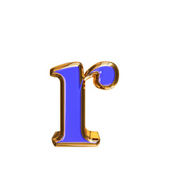 Blue symbol in a golden frame. letter r