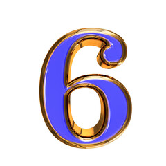 Blue symbol in a golden frame. number 6