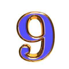 Blue symbol in a golden frame. number 9
