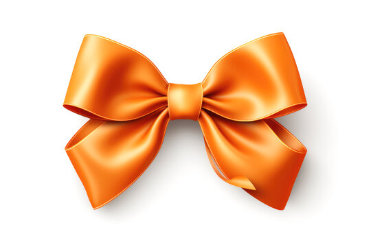 Set Of Decorative Orange Bows With Horizontal Orange Ribbons Isolated On  White Background Stock Illustration - Download Image Now - iStock