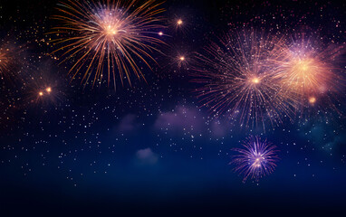 Colorful Firework Display In Sky, Celebration Background