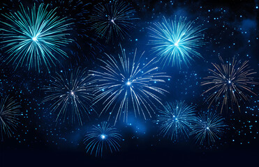 Fototapeta na wymiar Colorful Firework Display In Sky, Celebration Background