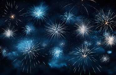 Fototapeta premium Colorful Firework Display In Sky, Celebration Background