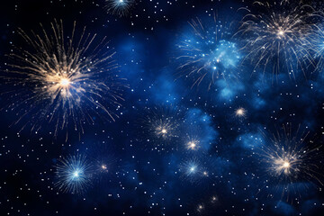 Colorful Firework Display In Sky, Celebration Background