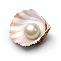 Bright Pearl Oyster Isolated on White Background. Generative ai
