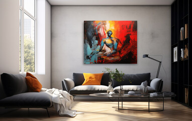 Oil painting abstract style artwork on canvas