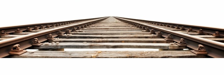Railroad Track Isolated on White Background. Generative ai