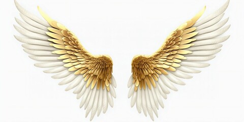 Golden Wings Isolated on White Background. Generative ai