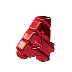 Red diagonal block  symbol view from the left. number 4