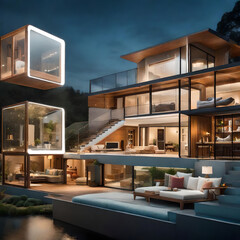 Real estate, high endj luxury house full view